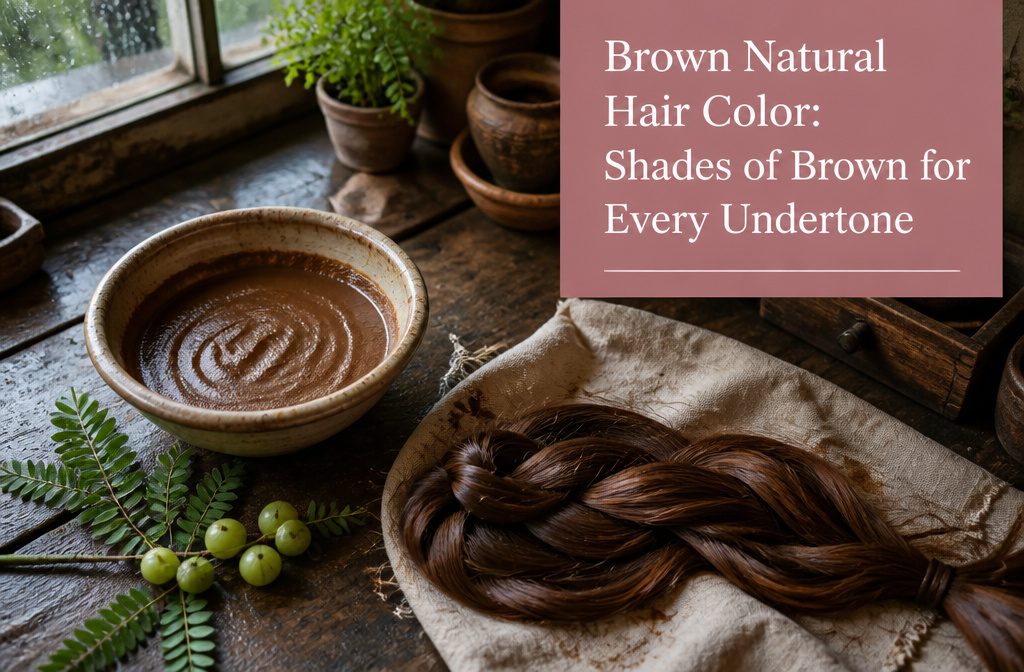 Brown hair color swatches in cool ash, warm copper and golden shades